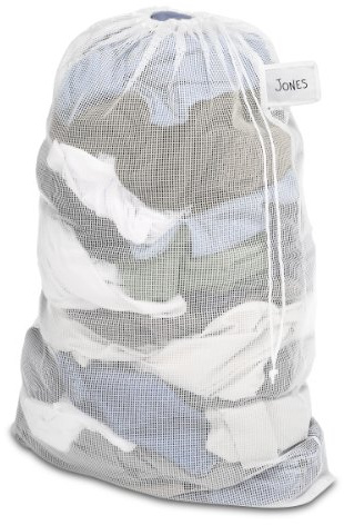 Whitmor Mesh Laundry Bag w/ID Tag White
