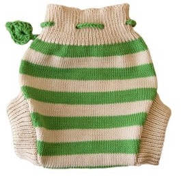 100% Merinowolle Baby Wollwindelhose Überhosen Soaker gestrickt gestreift Schafswolle Beige+Green L