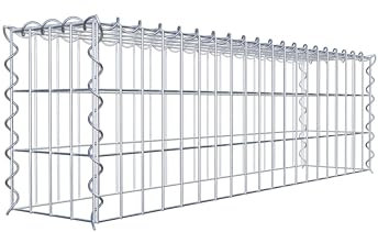 GABIONA Panier de Pierre Gabion carré, Largeur de Maille 5 x 10 cm, Profondeur 20 cm, Panier de Culture Type 3, Spirale Fermeture, galvanisé 100 x 30 x 20 cm