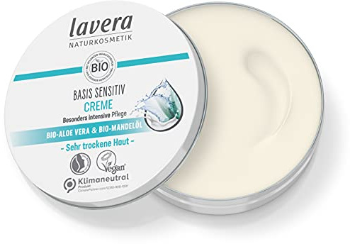 lavera Creme basis sensitiv ∙ Intensive Pflege ∙ Bio-Sheabutter & Mandel ∙ Hautpflegecreme ∙ vegan ✔ Bio Pflanzenwirkstoffe ✔ Naturkosmetik ✔ Natural ✔ Kosmetik Körperpflege 1er Pack (1x150ml)