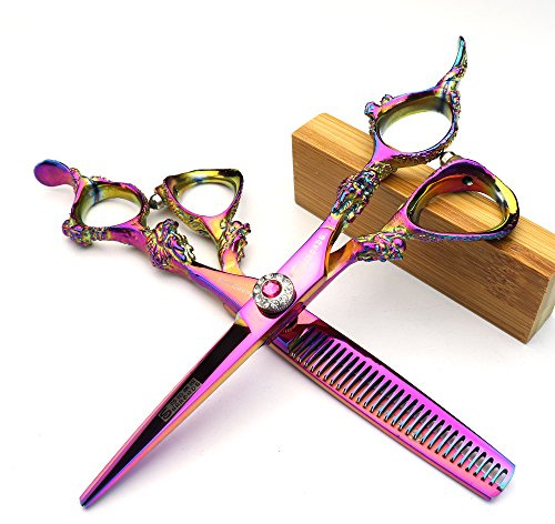 5,5 pouces et 6 pouces Violet Ciseaux de coiffure Barbier Cheveux Professionnel Ciseaux Hand-cutting et ciseaux à effiler