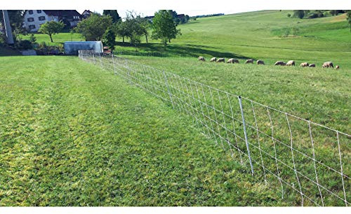 horizont Schafnetz turbomax high Energy 50 m, 90 cm – Elektrozaun mit 14 Pfählen Doppelspitze, elektrifizierbares Weidenetz für Schafe Ziegen Lämmer, Wolfsabwehr