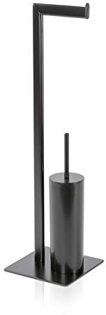 möve Velvet Toilettenbürsten-/ Papierhalter, Metall, Black, 20x16x71 cm