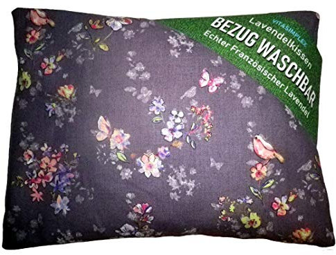 Lavendelkissen mit Bezug, Motiv 449 (Blume lila) 24 cm x 20 cm mit echtem Französischen Lavendel aus der Provence