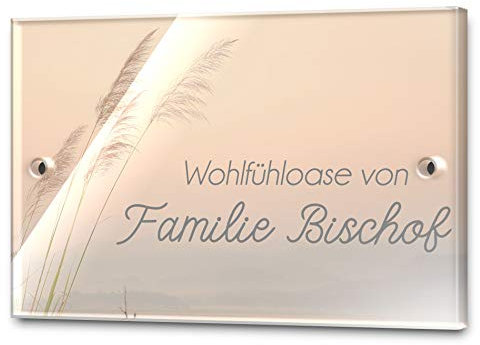 Edles Türschild mit Namen für die Haustür | Namensschild Briefkasten-Schild selbstklebend oder mit Bohrlöcher Klingelschild mit kratzfestem UV Druck | Größe ab 9x6 cm bunte Türschilder