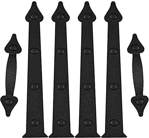 HardHockall Magnetic Garage Door Decorative Hardware Faux Hinges Handles Hardware Kit, 6 Pieces Garage Door Accents, Color: Black (2pcs Handles+4pcs Hinges)