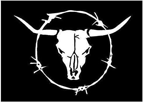 myrockshirt Longhorn Totenkopf Stacheldraht 20cm Texas Aufkleber Autoaufkleber Sticker ohne Hintergrund Auto PKW Lack Scheibe