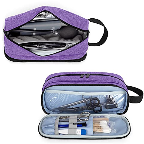 Trunab Stethoscope Carrying Case Compatible with 3M Littmann/MDF/ADC, Hold Two Stethoscopes or BP Cuffs, Medical Case with Extra Pocket for Nurse Accessories, Essentials for Nurses, Doctors, Purple