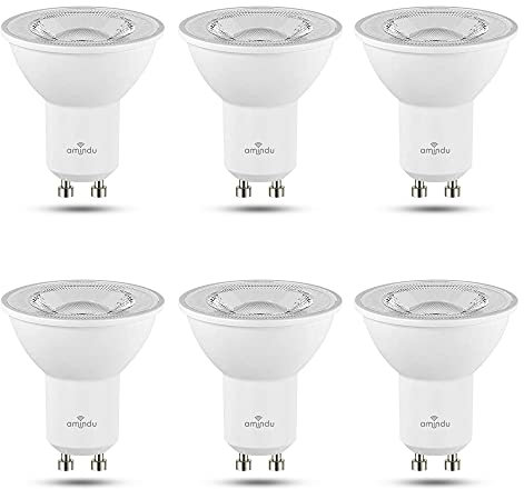 Amindu LED Lampe 4W ersetzt 50W GU10 warmweiß 2700K – nicht dimmbar – LED 6er Pack – langlebig, energiesparend und angenehm leise – effizienter Strahler GU10