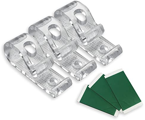 EFIXS selbstklebener Kettenhalter/Kettenspanner lang - Farbe: transparent - für Bedienketten (Kugelketten) - 3 Stück