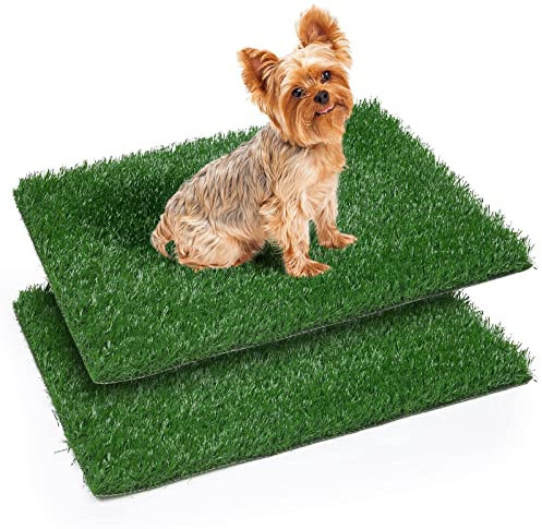 PICK FOR LIFE Dog Artificial Grass Mats, 2 Packs for Replacement, Pet Pee Fake Grass for Potty Training, Perfect for Indoor Outdoor Use (35.5 x 46 cm)