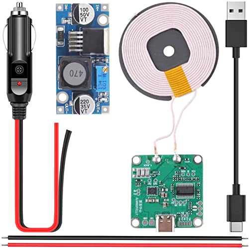 Youmile QI Board Wireless Charger Modul DIY 12V 20W Spannungsreglermodul + elektronischer Zigarettenanzünder mit rotem und schwarzem Kabel für die Modifikation von Automöbeln