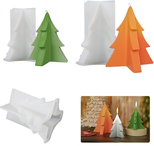 Muelle de vela de Navidad para hacer velas, 2 piezas de árbol de Navidad de silicona para velas de Navidad, molde de fundición de resina, molde de jabón para manualidades, aromaterapia de Navidad