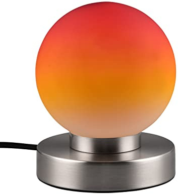 RL LIVE YOUR LIGHT Reality Leuchten Tischleuchte Prinz II R54011018, Metall Nickel matt, Glas farbverlauf orange, exkl. 1x E14, On/Off Touch