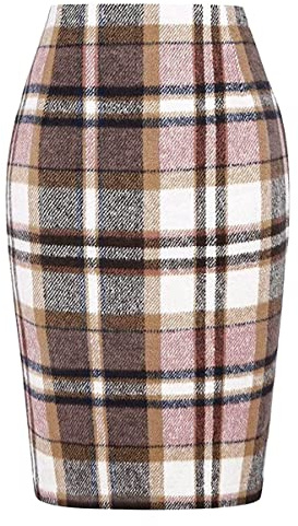 seiveini Jupe Femme Courte Carreaux Taille Haute Mini Jupes Moulante Écossais Élégante Automne Hiver C Rose M