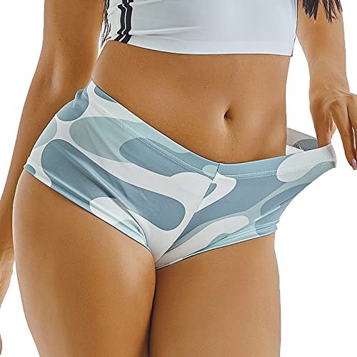 LOIJMK Damen Mini Sport Kurze Hosen Tarnung Tights Shorts Dünn Fitness Yoga Leggings Lounge Push Up Leggings Kurz Retro Hotpants Sommer Gym Shorts Casual Sport Shorts Frauen Unterhosen