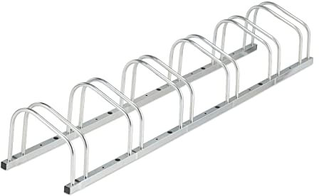 Relaxdays Râtelier pour 6 vélos, Montage au Sol, Roues de Largeur 50 mm Max., en métal, Garage, argenté