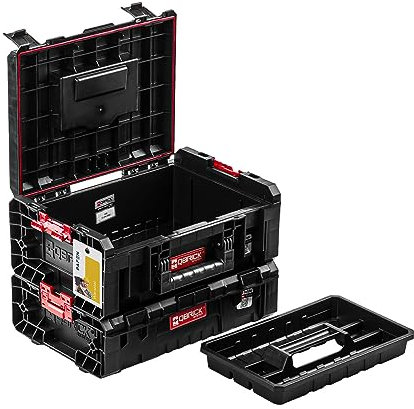 Werkzeugkasten mit zusätzliche Fläche – 45 x 29 x 33,5 cm - Werkzeugkoffer und Werkzeugkorb SET 2in1 Werkzeugkiste Transportbox Baustellen Kübel Premiumklasse