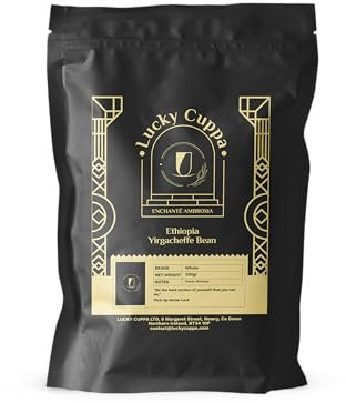 Lucky Cuppa Ethiopia Yirgacheffe Bean- Premium Quality Ethiopian Coffee Beans - Organic Coffee Gifts for Coffee Lovers -250g, 250.00 g (Pack of 1)
