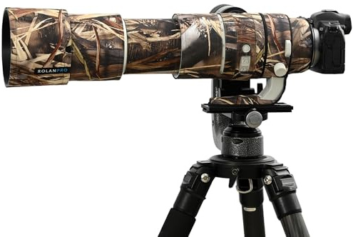 ROLANPRO Copriobiettivo Impermeabile per Canon RF 200-800mm F6.3-9 IS USM, Custodia Antipioggia Mimetica Antigraffio per Fotografia Naturalistica e Birdwatching - #39 Erba Secca