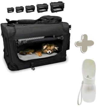 DEFACTO Hundebox Hundetransportbox faltbar & tragbar, Transportbox für Hunde, Katzen und Haustiere, Hundetasche robust Anthrazit, Transporttasche (XL, Schwarz)