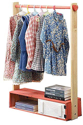Garderobenständer, Hutständer, Kleiderständer, mobiler Kleiderbügel für Kinder, Rollrahmen, Holz, Verwendung von Riemenscheibensicherheit für Geschenk, Arbeitszimmer, Schlafzimmer/Rosa/60 x 20 x