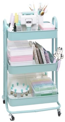 Craftelier - Chariot métallique de rangement avec 3 plateaux | 4 roulettes pivotantes à 360° avec freins | Charge max. Plateau 2,99 kg | Distance entre les plateaux 25,5 cm | Taille 78 x 40 cm -