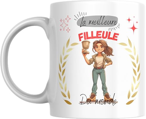 Gwenmode Mug Tasse Filleule - Meilleure Filleule du Monde - Un cadeau Original pour votre Super Filleule - 330 ml - Fabriqué en France