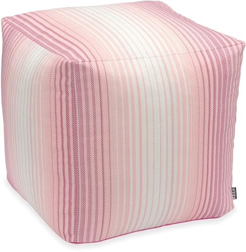 H.O.C.K. Dora Outdoor Kissen und Pouf in rosa und blau Streifen (rosa, Pouf 40x40x40cm)