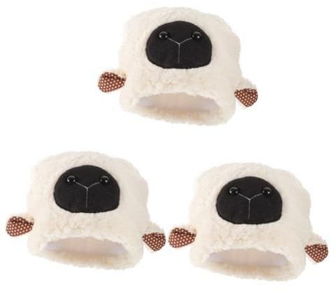 VICASKY 3stücke Plüsch Schaf-ohr Mütze Für Cosplay Und Fotografie Witzige Tiermütze Mit Beweglichen Ohren Für Halloween Weihnachten Und Partys Warme Kopfdekoration