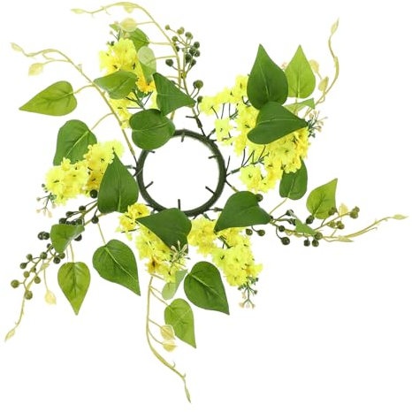 STOBAZA 2stücke Künstlicher Blumenkranz Für Säulenkerzen Dekorativer Kerzenring Für Hochzeiten Partys Und Tischdekoration Vielseitig Einsetzbar Realistische Einfache Handhabung Gelbe