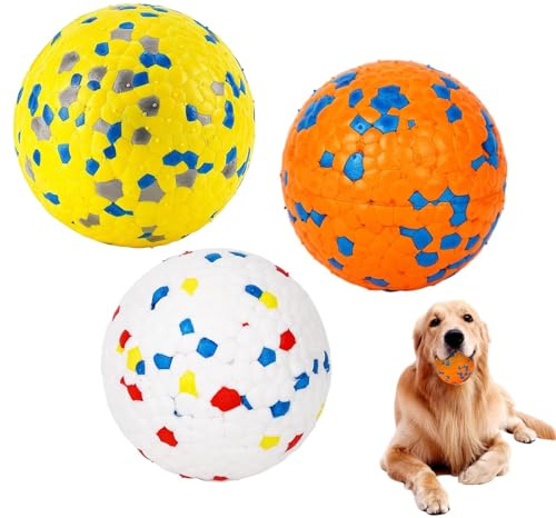 WNXBFO 3 Pack Indestructible Dog Balls Toys, Indestructible Dog Ball, Rubber High Bounce Solid, for Small Medium Dog Water Jump Fetch Play