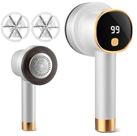 Electric Lint Remover with LED Display, Rechargeable Fabric Shaver, Lint Shaver, 6-Blade, 3-Speed Defuzzer Remove Fuzz, Pills for Clothes, Upholstery, Furniture