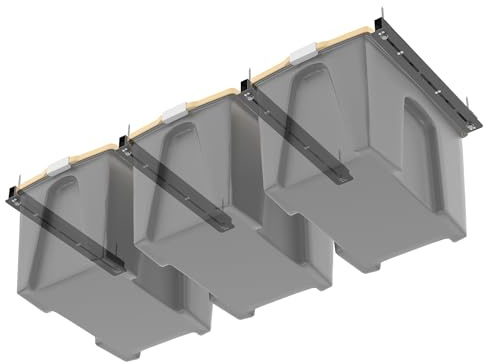 WALMANN Ceiling Tote Storage Rails, Heavy Duty Garage Ceiling Bin Storage Rack Adjustable Overhead Tote Slide Rail(4 Pack for 3 Bins, Bins Are Not Included)