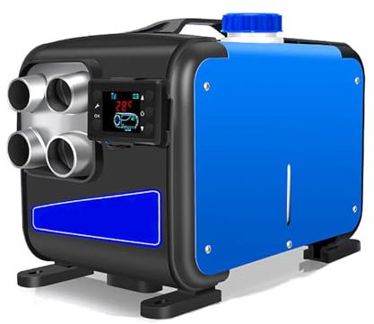 QWBDNMQP 2 kW-5 kW Diesel-Lufterhitzer, All-in-One-Dieselheizung mit LCD-Anzeige, Fernbedienung, schnelles Aufheizen, Kunststoff/Aluminiumlegierung (Farbe: Luftauslass aus Aluminiumlegierung)