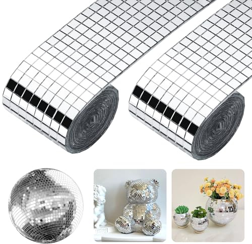 Carreaux de Mosaïque Carré Mini Miroir Mosaïque Autocollants Carreaux de Verre pour Bricolage Noël Artisanat Décoration 3200 Pièces 5 x 5mm Argent