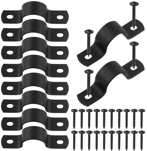 Swpeet 10 abrazaderas en U de dos orificios de 20 mm con kit de tornillos autorroscantes, abrazaderas en U, abrazaderas para tubos de metal, abrazaderas para correas de tubos, clips de tensión para