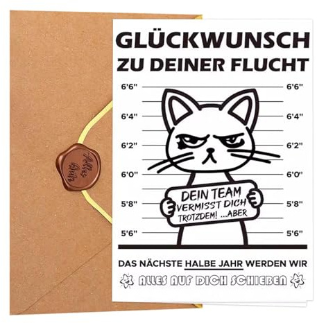 CANCYCC Witzige Abschiedskarte Kollegen A6, Karte Abschied Kollege, Karte zum Ruhestand, Lustige Abschiedskarte, Geschenkidee für kollegen zum Abschied