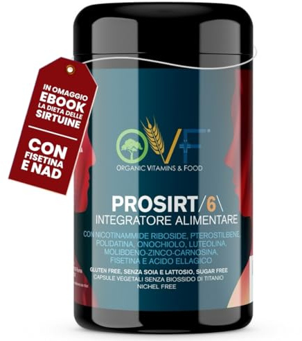OVF Prosirt 6 Attivatore di Sirtuine con Fisetina e proprietà Reverse-Aging. Nicotinammide Riboside NAD +, Zinco, Polidatina e Carnosina. Integratore alimentare 60 CAPS