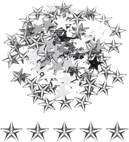QUARKZMAN 100 Stück Stern-Strasssteine Transparentgrau, 14x14mm, Glitzersteine zum Basteln und Rhinestones, für DIY Basteln, Perlen, Hochzeit Party, Kostüme, Schmuckherstellung
