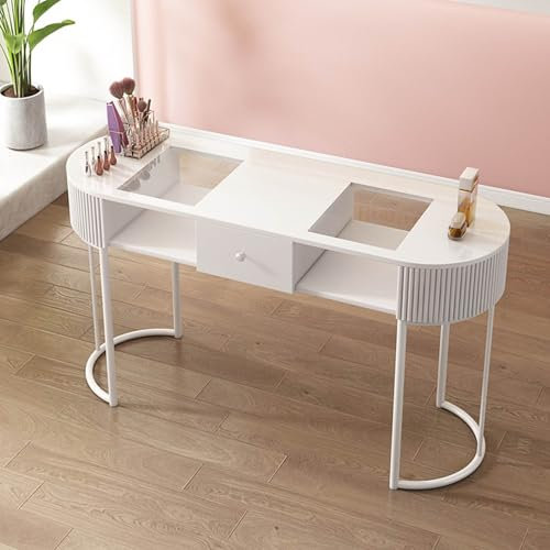 Stilvoller, funktionaler Tisch, Maniküretisch, moderner Nageltechniker-Schreibtisch aus Holz mit Schubladen und Aufbewahrungsschrank, professioneller Maniküretisch für Nageldesigner im Home-