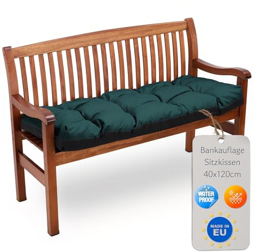 Amazinggirl Bankauflage Sitzkissen Outdoor Hollywoodschaukel Kissen 120x40 cm - Sitzpolster Bank Polster für Sitzbank Gartenbank und Paletten Bankkissen Indoor und Outdoorkissen Grün