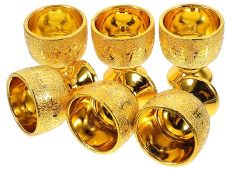 WRITWAA Copa de Ofrenda Dorada de 30ml en Plástico Pp, 6 Piezas