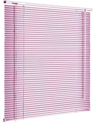 Light Filtering Mini Blind Waterproof Aluminium Venetian Roller Curtains for Windows Room Darkening, Metal 25MM Horizontal Blinds with Rope and Pole, Large Window Office Shade Cordless(Pink)