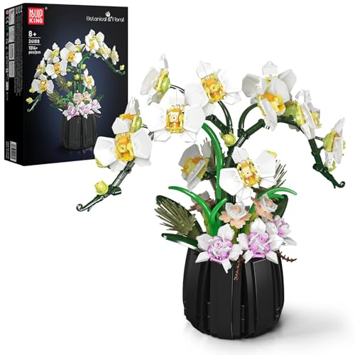Mould King 24108 Botanicals Orquídea Kit de modelismo para adultos - Decoración realista Phalaenopsis para el hogar y la oficina