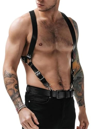 Pastoralist Harnais de poitrine, harnais pour hommes sexy réglable en cuir poitrine de noire avec clip corps robuste pour hommes, performance club nuit et plus