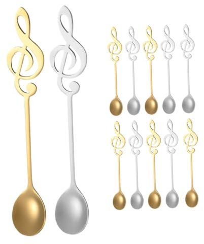 ULTECHNOVO 12 Piezas Cucharillas Inoxidable con Diseño de Musical Cucharas para Café Leche y Postres Utensilios Portátiles para Servir y Bebidas