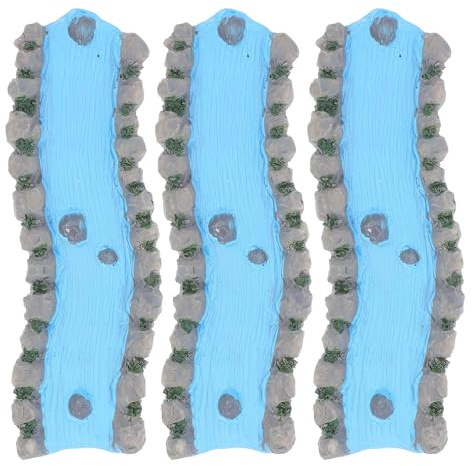 DOITOOL Juego de 3 Ríos en Resina para Miniaturas: Accesorios para Decoración de Maquetas - Arroyo en Miniatura - Modelo de Pequeña Corriente de Agua para Jardín de Hadas