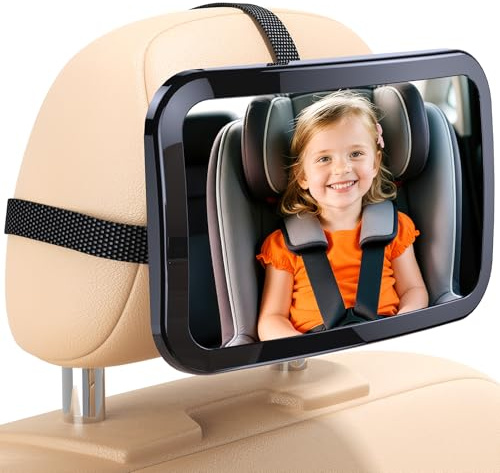 Lantazi Espejo Bebé Coche, Espejo Coche Bebe Asiento Trasero, Visión Nítida Y Clara, 360° Rotación,Vidrio Acrílico Irrompible, Bebé Para Asientos Traseros Para Bebés Infantiles