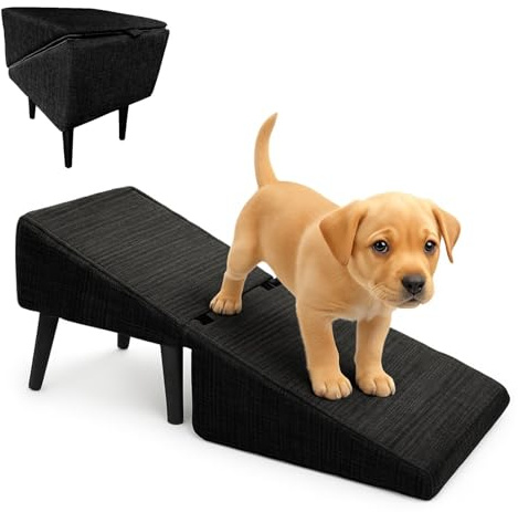 Hundramppall 35 cm, hundramp ottoman vikbar, halkfria husdjursramper för soffa, hundramper för små hundar, multifunktionella lätta valpsteg för säng soffa bil